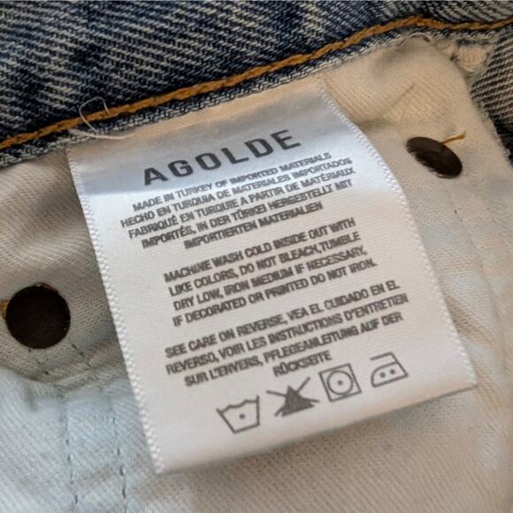 AGOLDE 90's Mid-Rise Loose Fit Distressed Straight Leg Jeans, size 23 - Picture 11 of 11